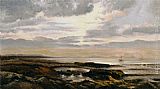 Theodore Rousseau Wall Art - Seacape with a Boat on the Horizon